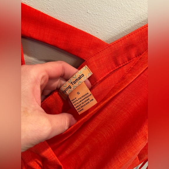 Vibrant Orange Women's jumpsuit flying tomato size small boho bold bright - Picture 6 of 9
